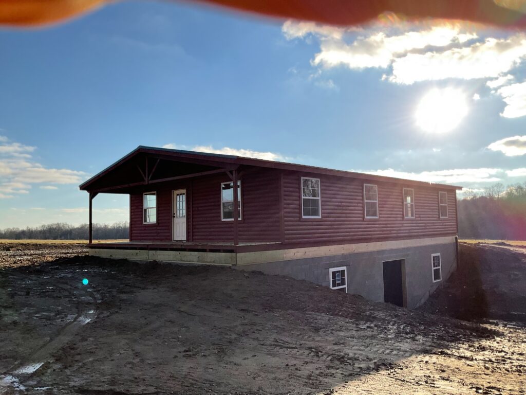 Log Double Wide Cottage Premier (Gable Porch)